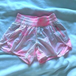 LULULEMON pink tie die running short. Size 6.